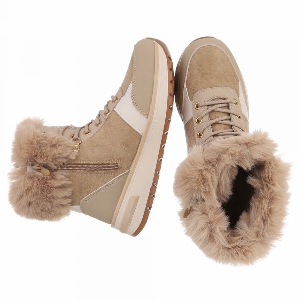Botines con cordones para mujer - beige talla 37