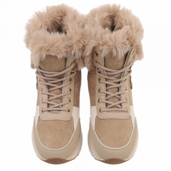 Botines con cordones para mujer - beige talla 37